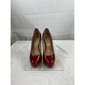 Kelsi Dagger Womens Pumps Shoes Size 7.5 Red Patent Leather Platform Heels EUC